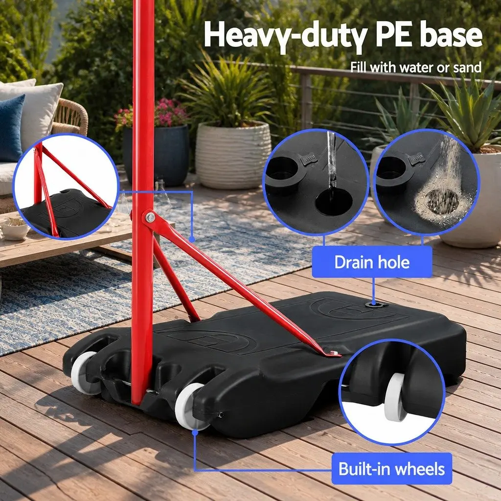 Adjustable Height Basketball Stand System Steel Frame 2.4m to 3.05m with Nylon Net