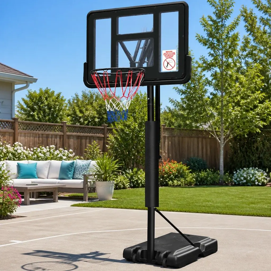 Basketball Hoop Stand System Adjustable 2.25m to 3.07m Portable 44" Backboard