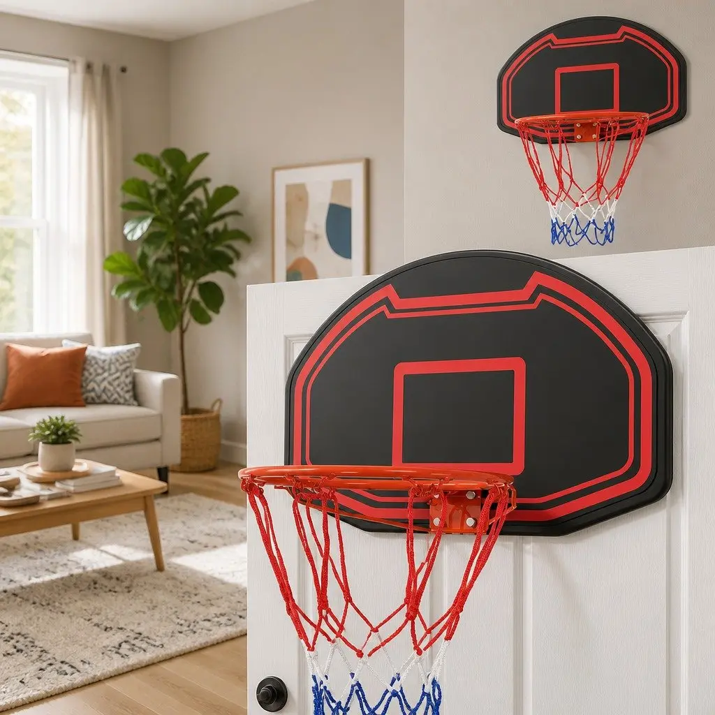 Basketball Hoop Black 38 Inch Wall Mounted Shatterproof Backboard High Tensile Steel Rim