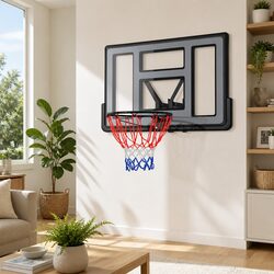 Basketball Hoop Wall Mounted 45" Backboard Ring Net Sports System Blue