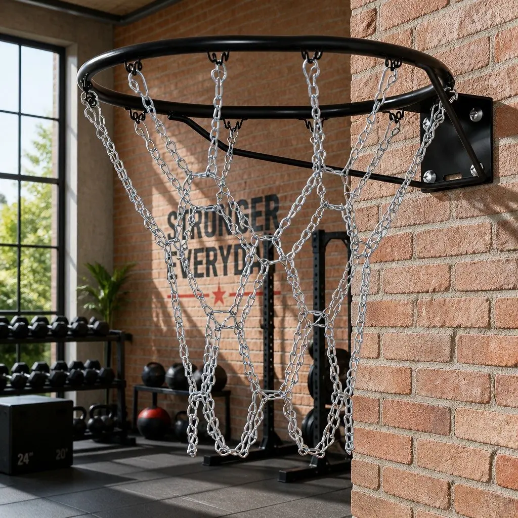 Basketball Net Steel Chain Silver 12 Loop Heavy-duty Construction for Court Use