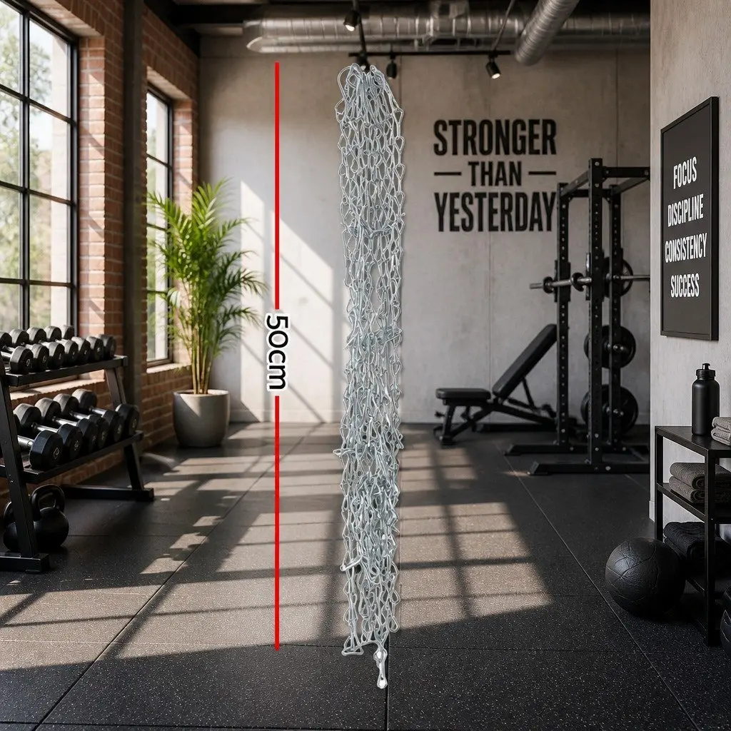 Basketball Net Steel Chain Silver 12 Loop Heavy-duty Construction for Court Use
