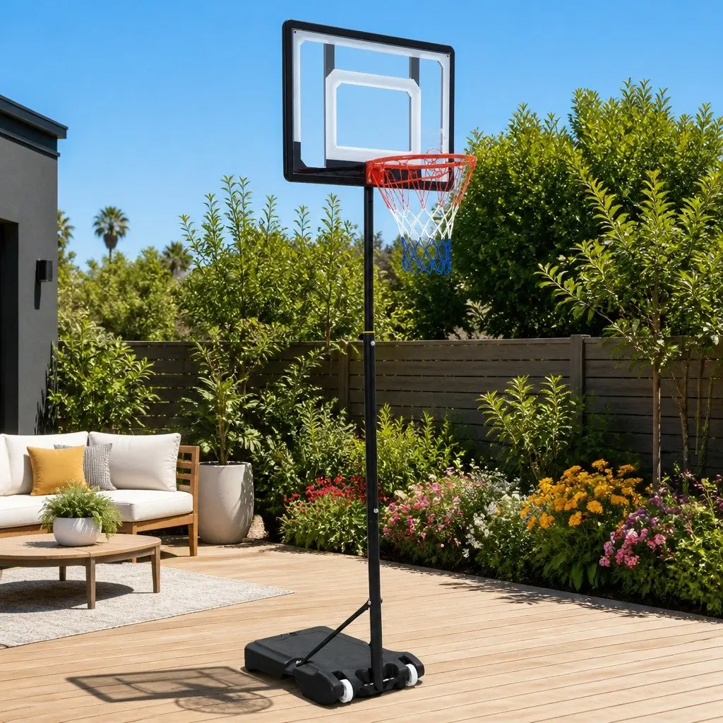 Basketball Hoop Stand System Adjustable 1.6m-2.1m Portable Kids Youth Backboard