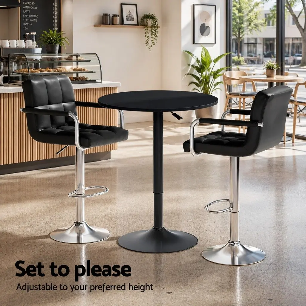 Bar Table and Stools Set Swivel Height Adjustable Dining Cafe Kitchen Furniture