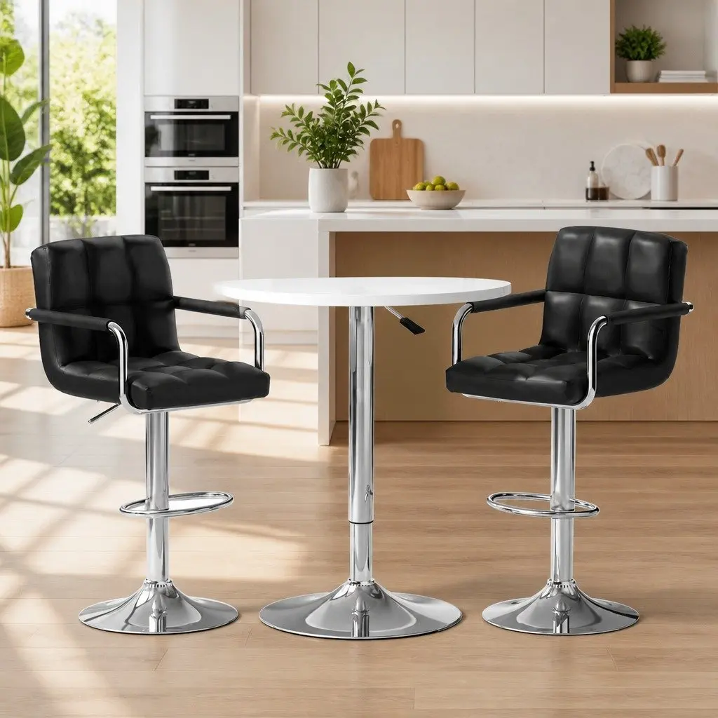 Bar Table and Stools Set Adjustable Swivel Kitchen Dining Chairs Cafe Pub