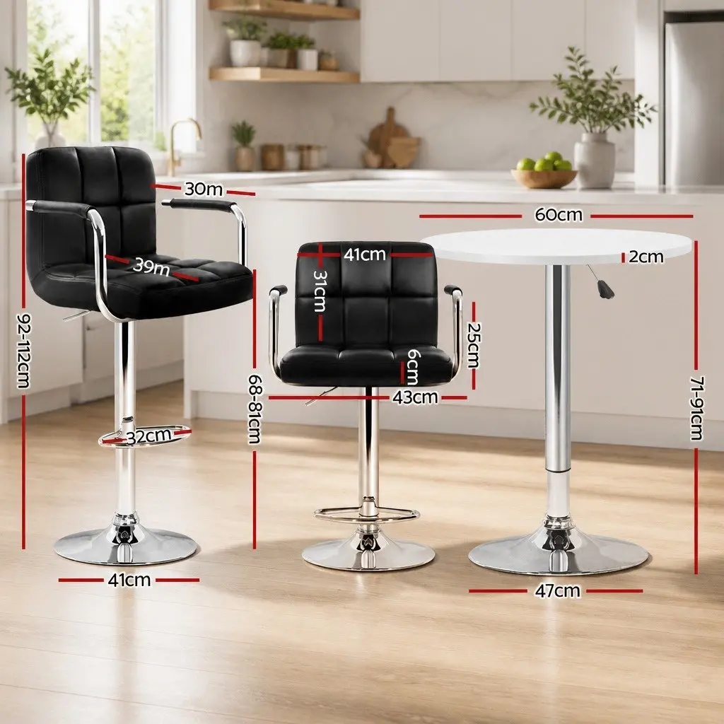 Bar Table and Stools Set Adjustable Swivel Kitchen Dining Chairs Cafe Pub