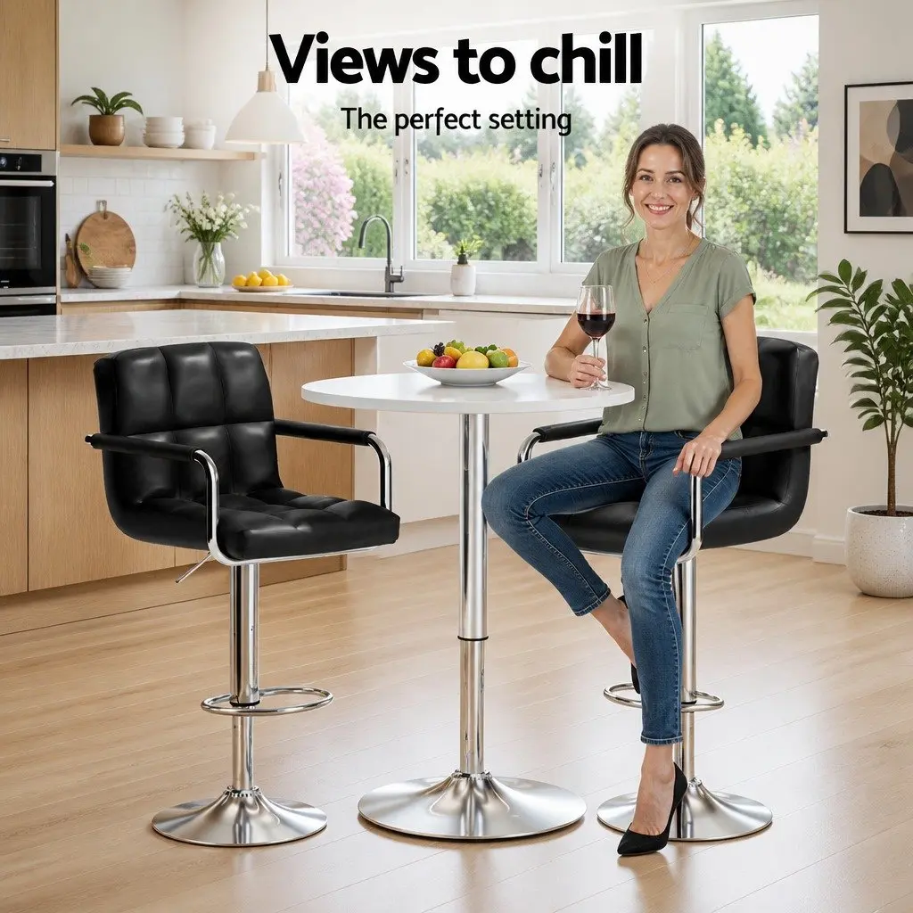 Bar Table and Stools Set Adjustable Swivel Kitchen Dining Chairs Cafe Pub