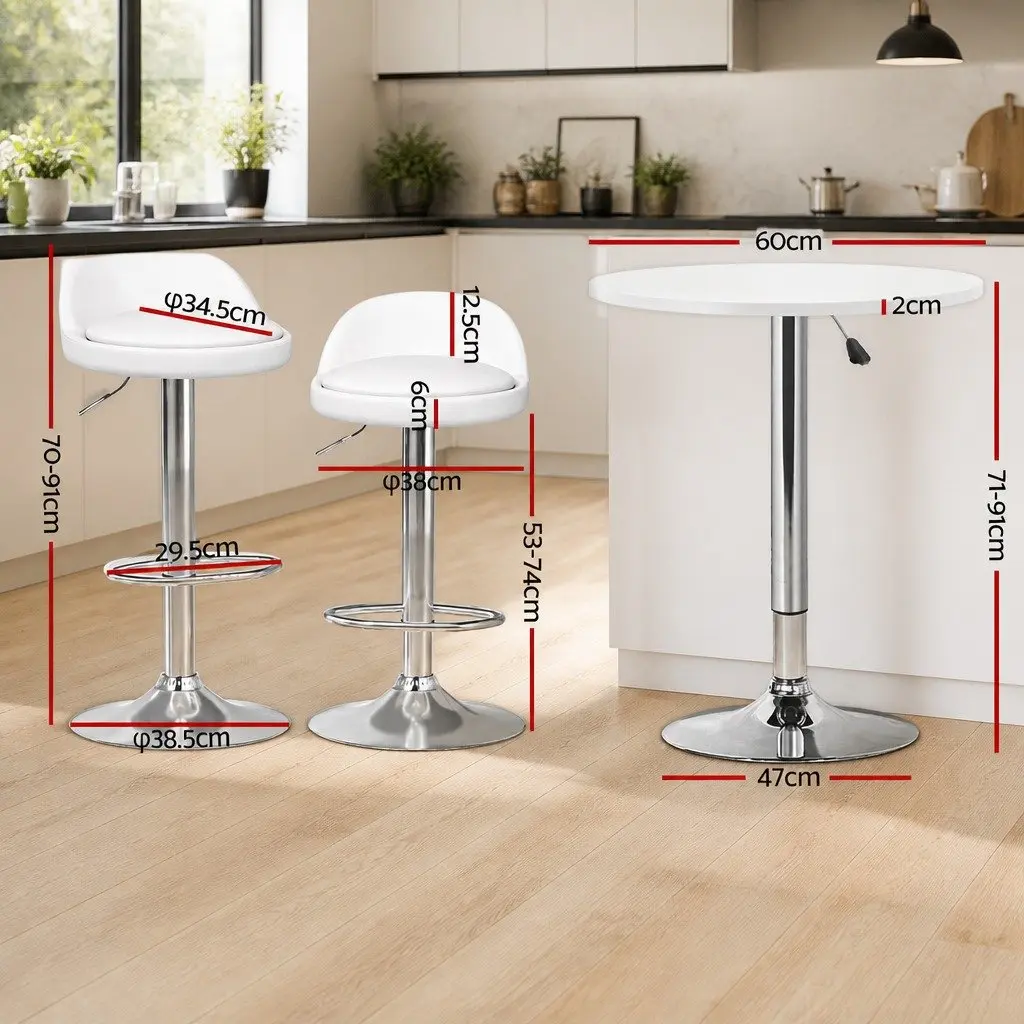 Bar Table and Stools Set Dining Desk Kitchen Chairs Cafe Pub White Contemporary