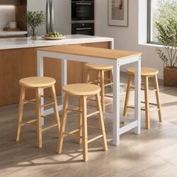 Concise 5-Piece Bar Table and Stools Set for Dining