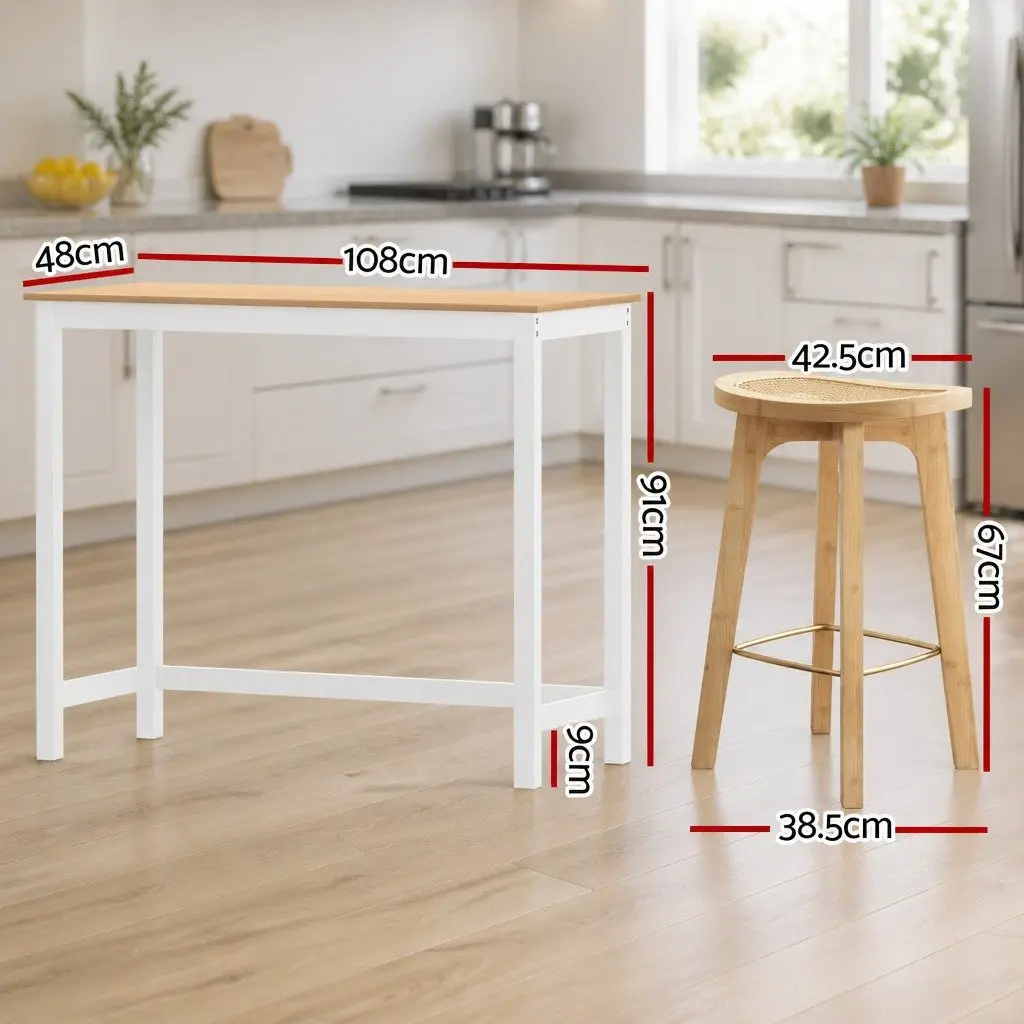Bar Table and Stools Set Kitchen Dining Table Chairs Cafe Pub Breakfast Bar
