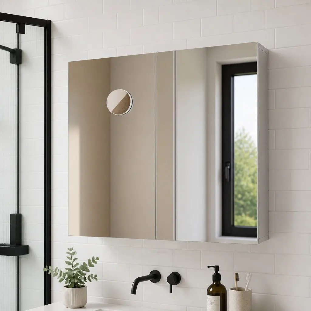 Bathroom Mirror Cabinet 75CM Wall-Mounted Storage Magnifying Glass Shelves
