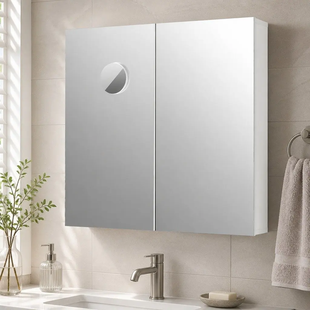 Bathroom Mirror Cabinet 75CM Wall-Mounted Storage Magnifying Glass Shelves
