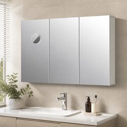 Bathroom Mirror Cabinet 90CM Wall-Mounted Storage Magnifying Glass Shelves