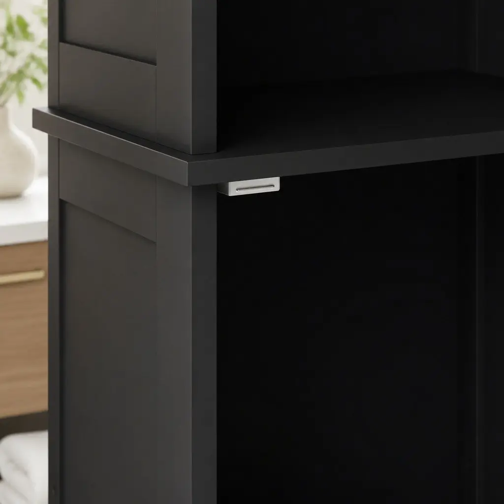 Tall Bathroom Storage Cabinet Black 166cm Freestanding Adjustable Shelves