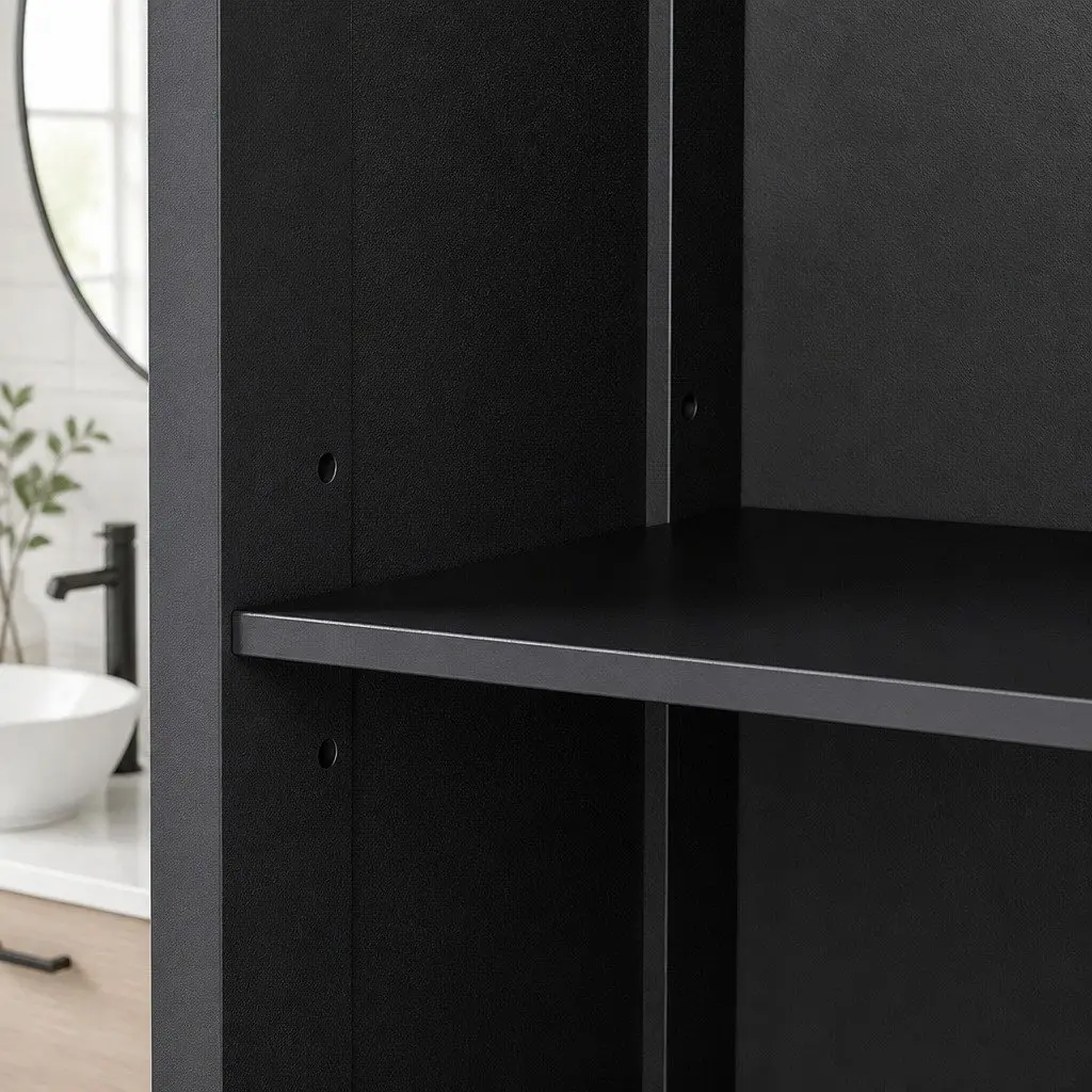 Tall Bathroom Storage Cabinet Black 166cm Freestanding Adjustable Shelves