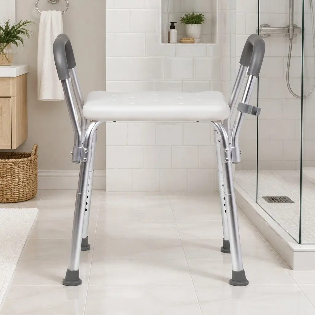 Adjustable Shower Chair Bath Seat with Arms Non Slip Bathroom Safety Stool