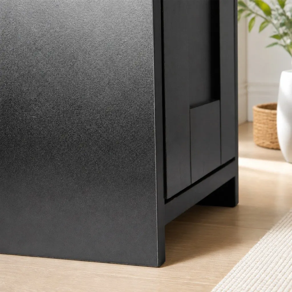 Bathroom Storage Cabinet Black Slim Corner Organiser with Adjustable Shelves and Hidden Toilet Paper Holder 78.5cm