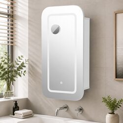Bathroom Mirror Cabinet LED Lighting White Magnifying Tissue Slot Storage