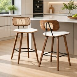 Concise Bar Stools Set of 2 with Modern Design