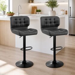 Compact and Stylish Grey Bar Stools - Set of 2