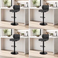 Concise Set of 4 Grey Bar Stools with Padded Seats