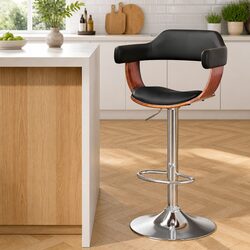 Sleek Bar Stool with Adjustable Height and Chrome Base