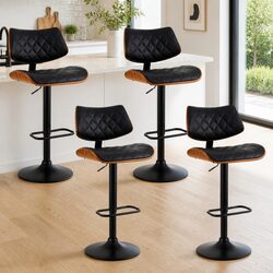 Bar Stools Set of 4 Kitchen Dining Chairs Gas Lift Adjustable Height Swivel