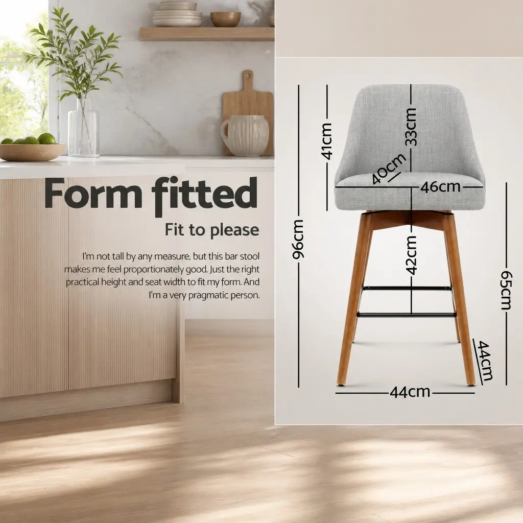 Bar Stools Light Grey 4 Piece Swivel Wooden Seat Backrest