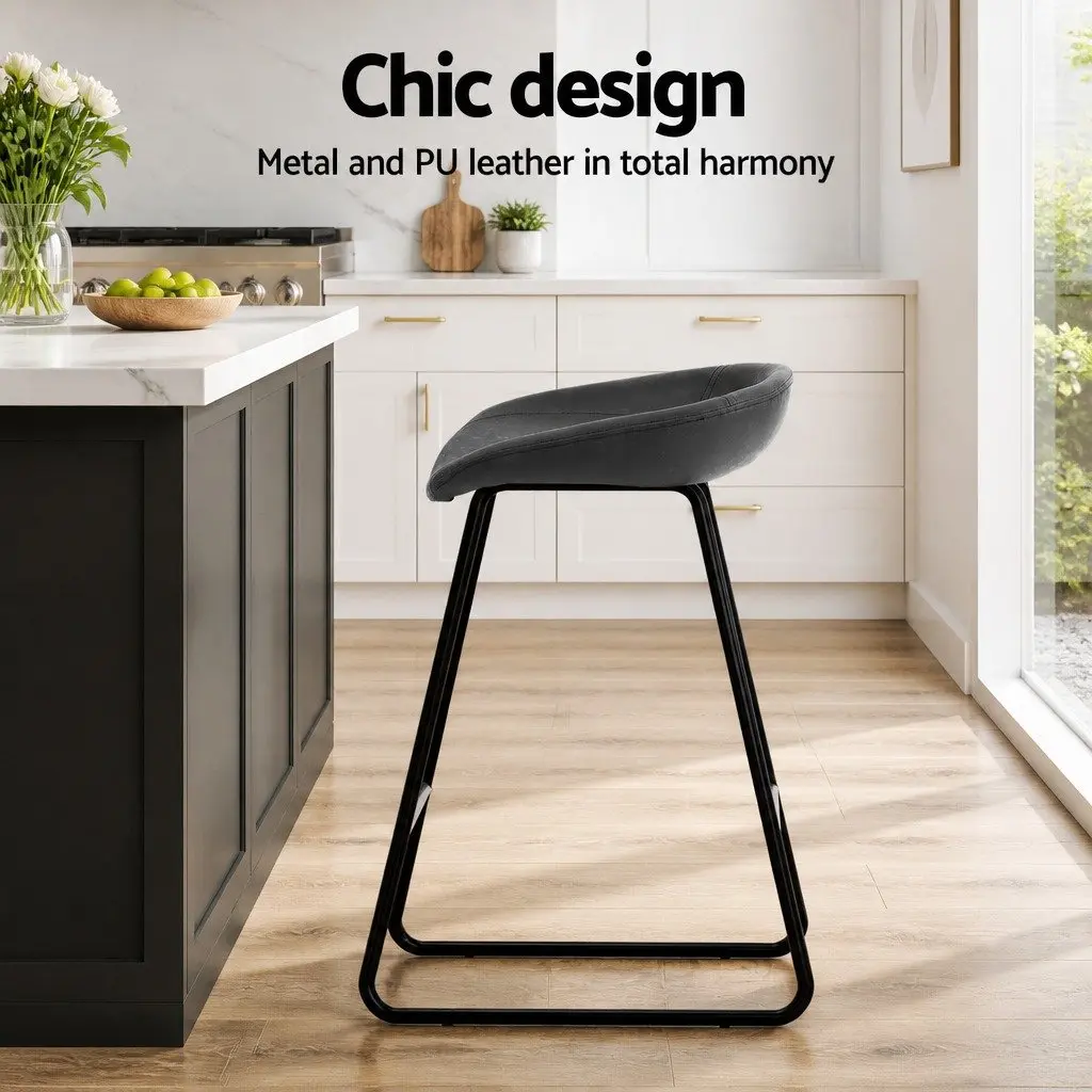 Bar Stools Black Counter Height Thick Foam Padded Seat Solid Metal Frame