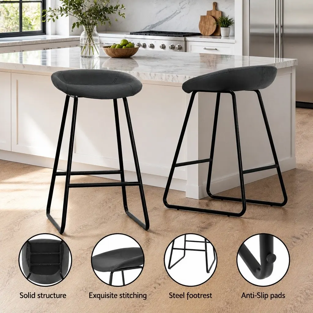 Bar Stools Black Counter Height Thick Foam Padded Seat Solid Metal Frame