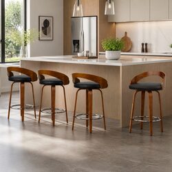 Confidently Designed 4 Bar Stools with Swivel Seats