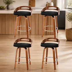 Compact and Functional Set of 4 Swivel Bar Stools