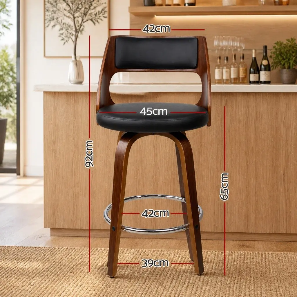 Bar Stools Black 92cm Swivel Chair with Backrest Chrome Footrest
