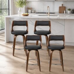Compact and Stylish Black Faux Leather Bar Stools Set
