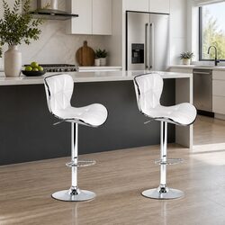 Sleek Bar Stools with Gas Lift and Padded Seating – Set of 2