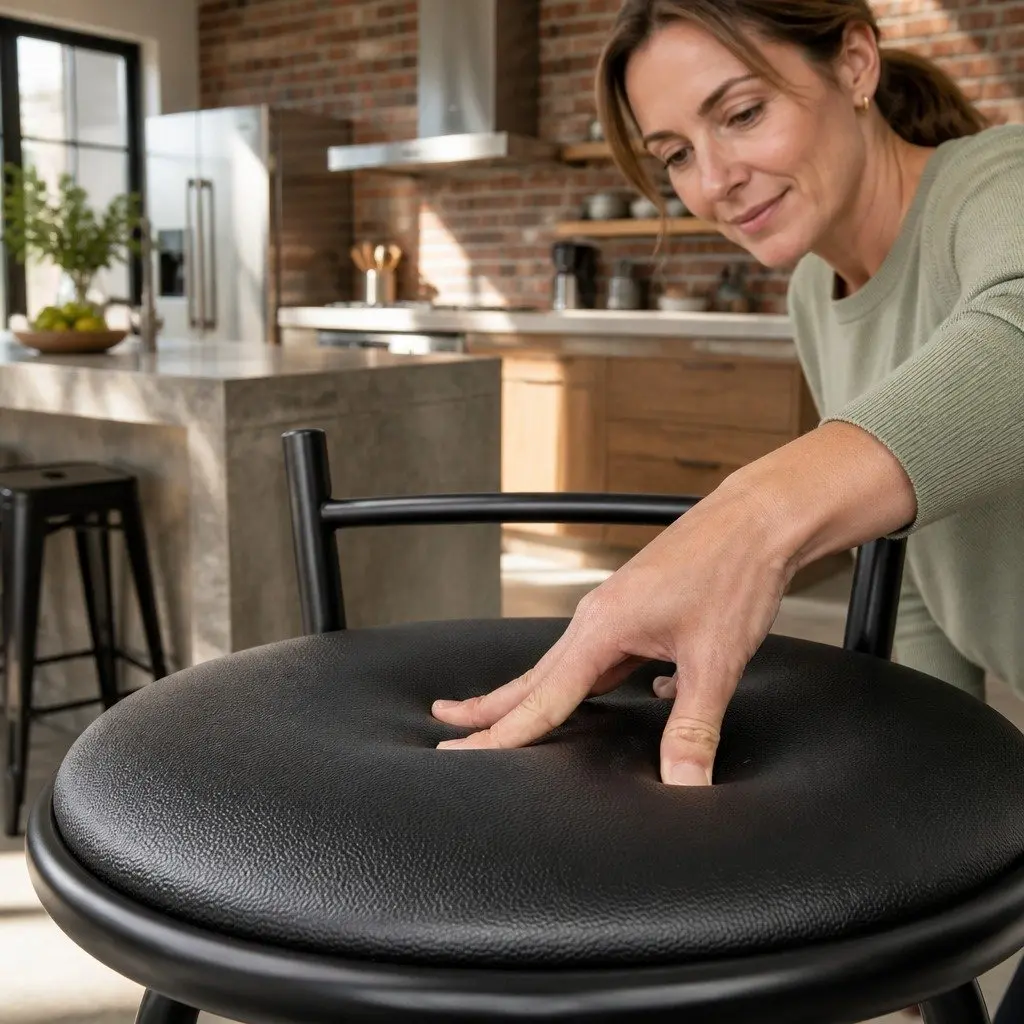 Bar Stools Black 75cm Swivel Padded with Footrest Set of 4