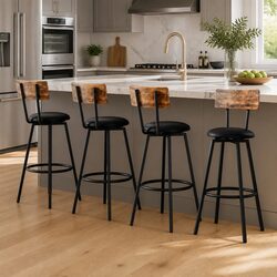 Compact Industrial Bar Stools Set of 4