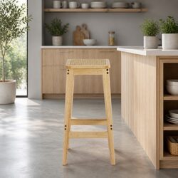 Compact and Sturdy Rattan Bar Stools Set of 2