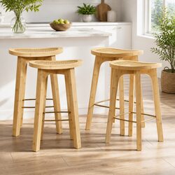 Concise Bamboo Rattan Bar Stools Set of 4 for Your Space