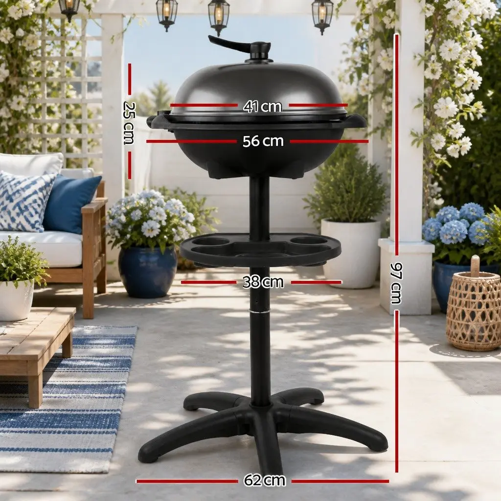 Electric BBQ Grill Black Benchtop Indoor Outdoor 2000W Adjustable Temperature Rapid Heating Non-Stick Cooking Surface