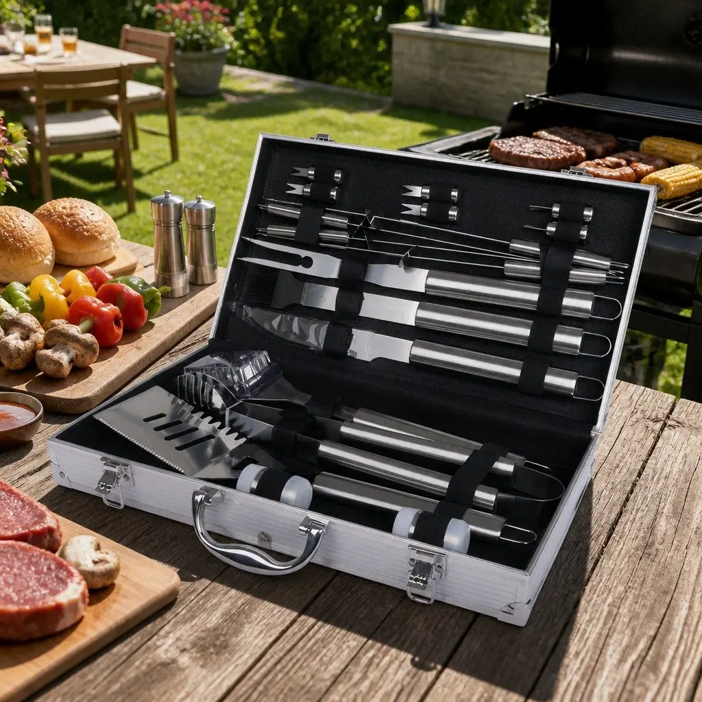 18-Piece BBQ Tool Set with Aluminium Case