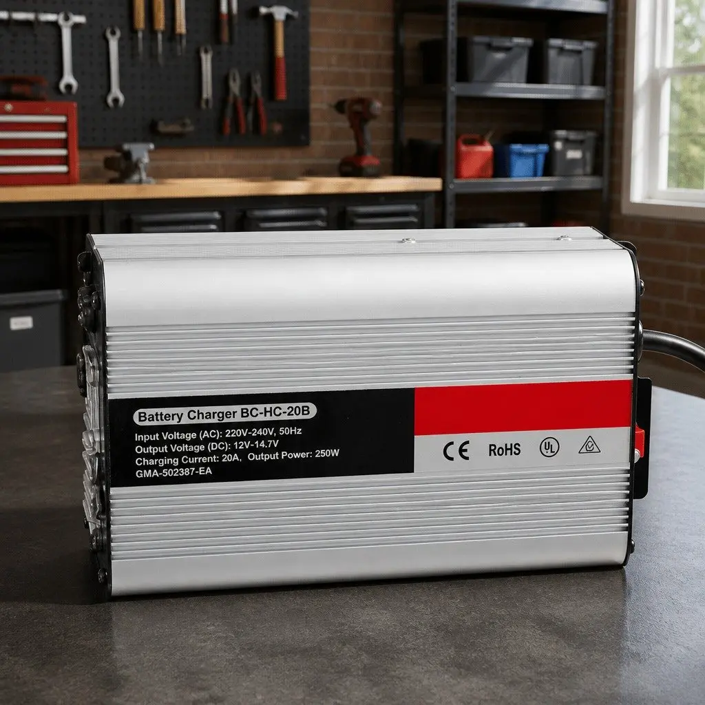 12V Battery Charger Black Portable Inverter 20A Automatic Operating System