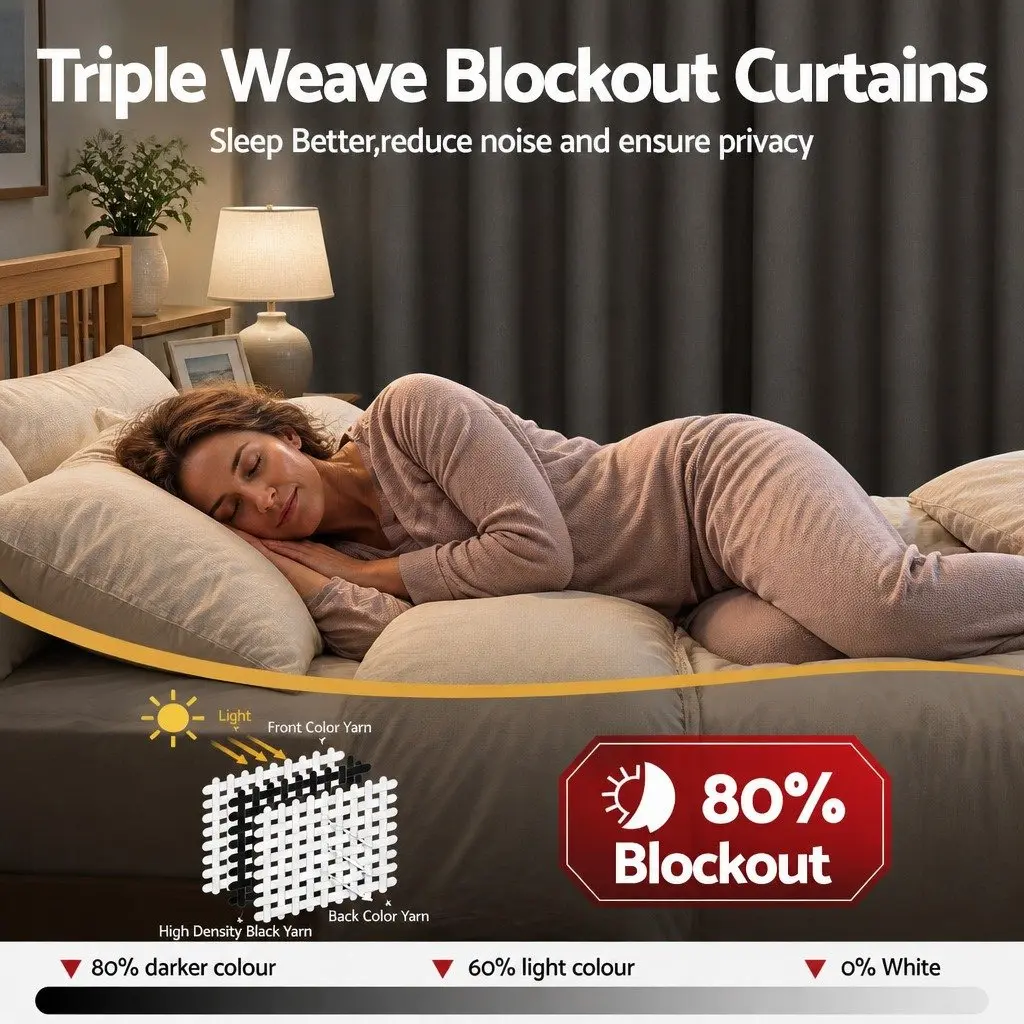 Blockout Curtains Grey 132x160cm Thermal Eyelet Drapes