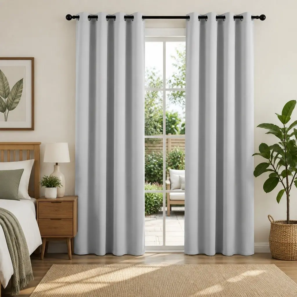 Blockout Curtains, 2 Panels 132x213cm Grey with Thermal Properties