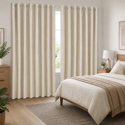 Concise and Confident Beige Blockout Curtains 300x230cm