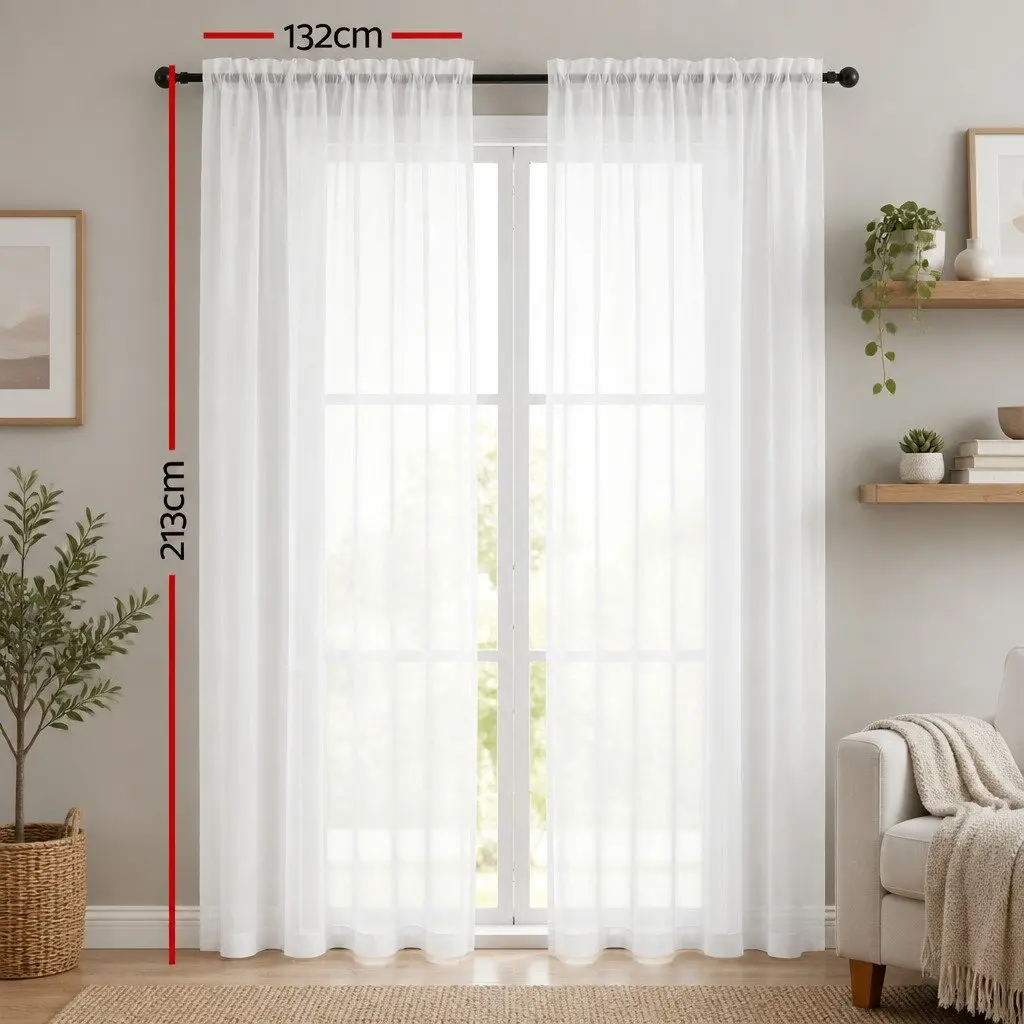 Blockout Curtains White 132x213cm Light Filtering Rod Pocket Panels