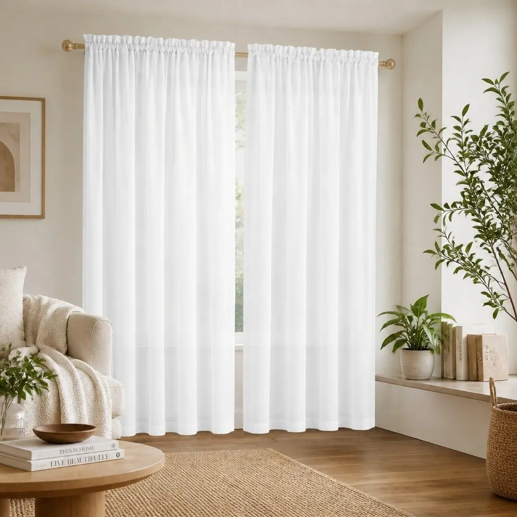 Blockout Curtains White 132x213cm Light Filtering Rod Pocket Panels