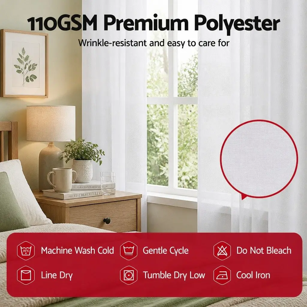 Blockout Curtains White 132x213cm Light Filtering Rod Pocket Panels
