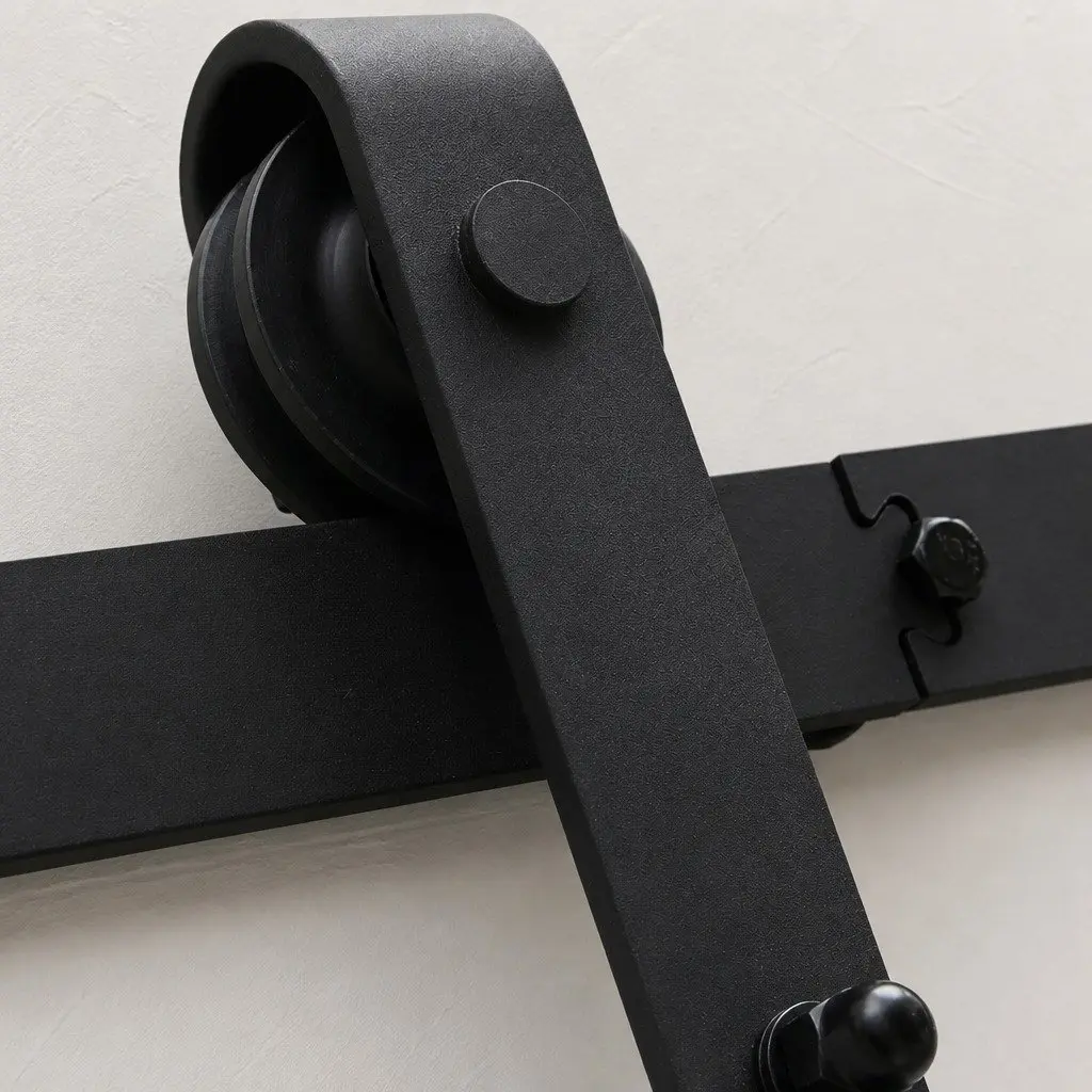 Sliding Barn Door Track Kit Black 1.83M Heavy-Duty Construction