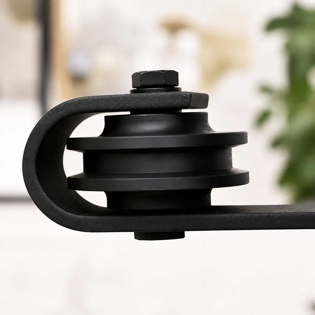 Sliding Barn Door Track Kit Black 1.83M Heavy-Duty Construction
